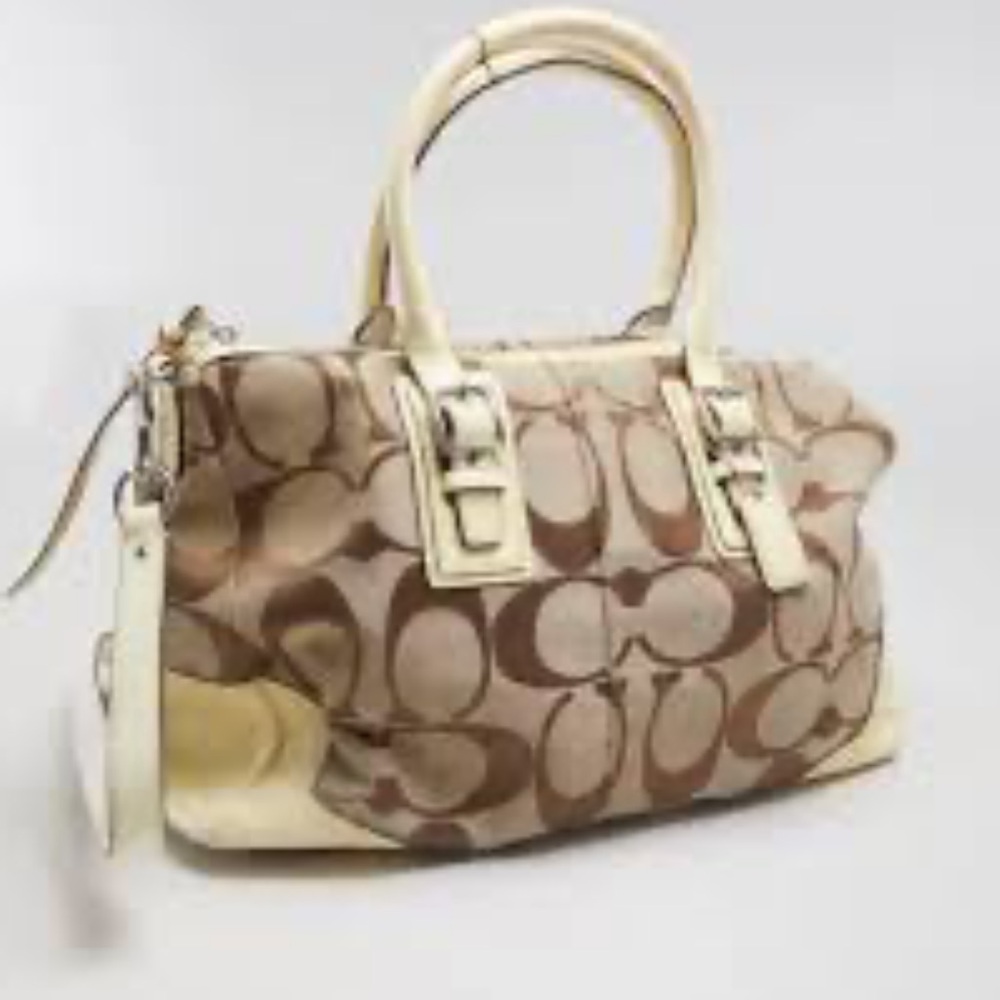 Coach Beige and Brown Signature Bag CALLOUTS! View pics for details! - Picture 1 of 7